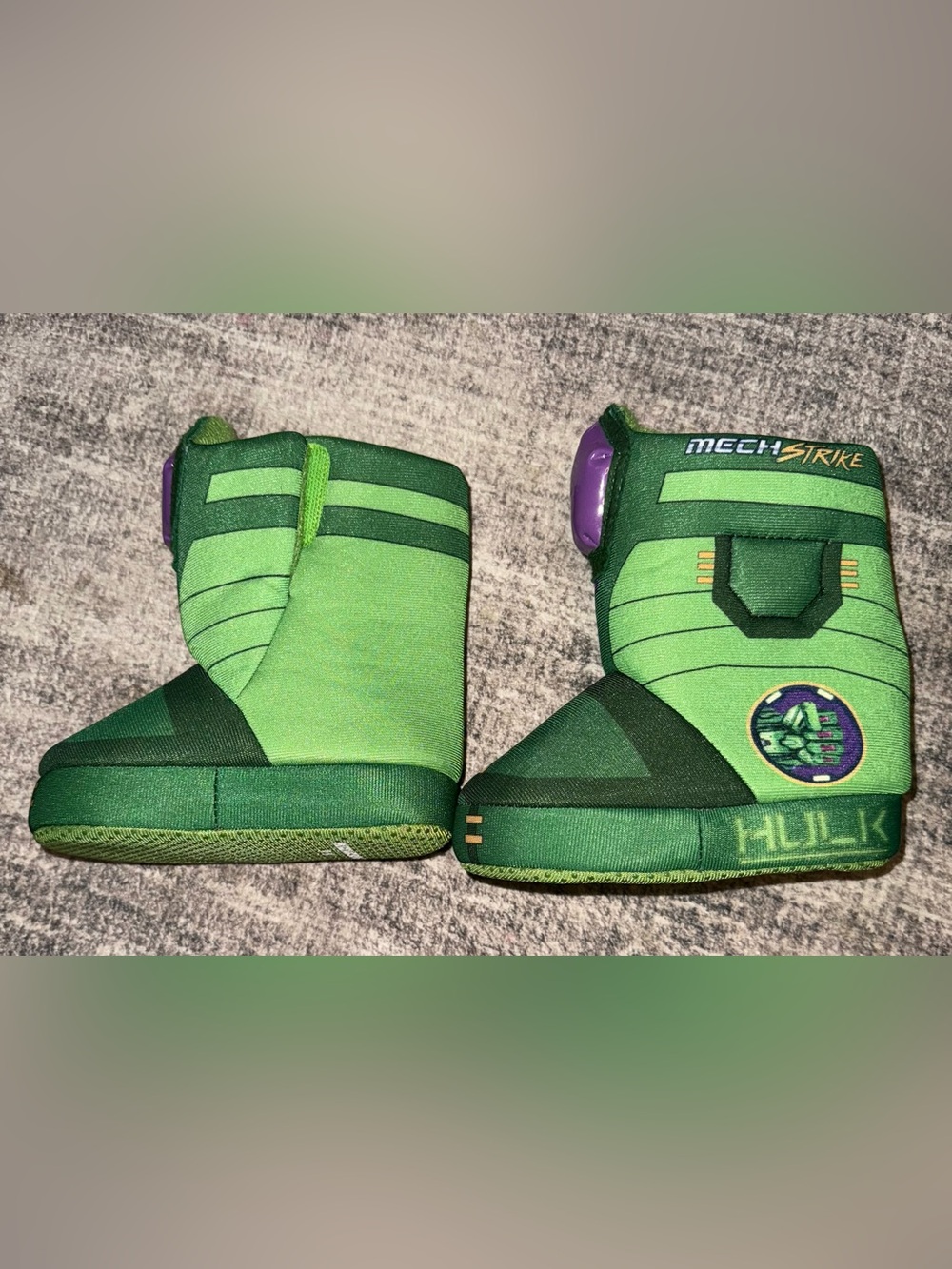 Toddlers Avenger hulk boots.